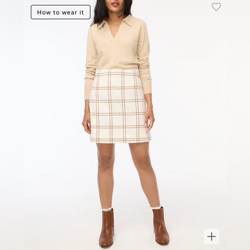 NWT Women’s J. Crew Factory Plaid wool-blend A-line mini skirt Size 12